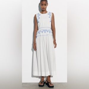 Zara Embroidered Midi Dress NWT